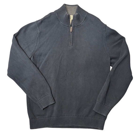 L.L. Bean Other - LL Bean Mens 1/4 Zip Knit Pullover Cotton Sweater L Tall Blue Nautical Preppy